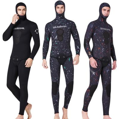 China MAN 2021 New High Quality 7mm Split Hooded Open Wetsuit Spearfishing Suit Cell Traje De Neopreno Spearfishing for sale