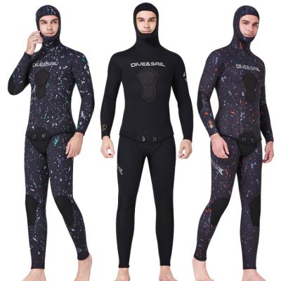 China MAN 2021 New High Quality 5mm Split Opencell Traje De Neopreno Hooded Spear Fishing Wetsuit Spearfishing Suit for sale