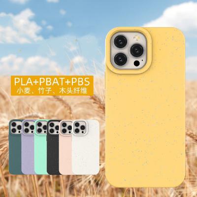 China New Eco Friendly Biodegradable Solid Wheat Straw Shockproof Cell Phone Case For Iphone 14 pro Max Blank Compostable Back Cover for sale