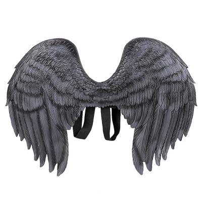 China PU Foam Halloween Carnival Stage Performance Props Adult Female Black And White Angel Wings for sale