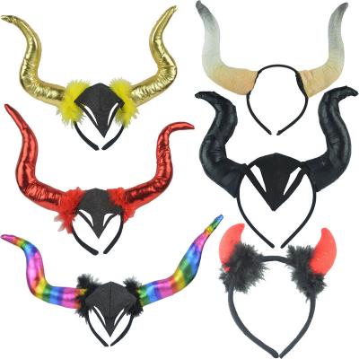 China PU Foam Halloween Headwear Headband Christmas Performance Props Devil Horns Hairband Headband Black Horn Hairpin Charm for sale