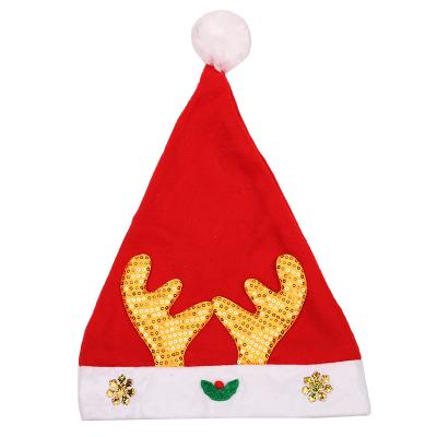 China Wholesale Customization Fleece Adult Children Christmas Hat Antler Christmas Decoration Antler Hat Christmas Red Hat Wholesale Customization for sale