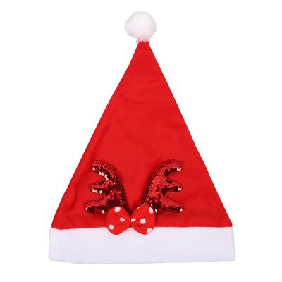 China Factory Wool Christmas Gifts Adult Children Christmas Hat Embroidered Piece Antler Christmas Hat Can Be Customized Wholesale for sale