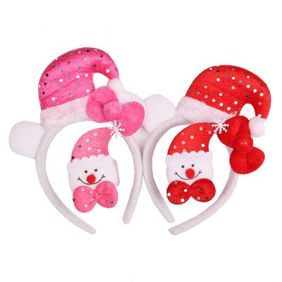 China Non-woven + Plastic Christmas Gift Christmas Hairband Hat Headband With Snap Ring Set Christmas Decoration Adult And Child Can Be Customized for sale