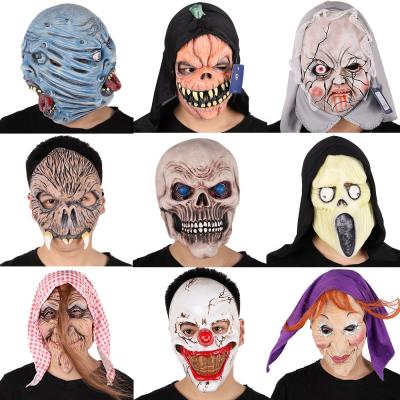 China PVC Halloween The Witch Mask Celebrity Ghost Face Mask Horror Long Hair Cosplay Party Decoration Animal Pirate Cartoon for sale