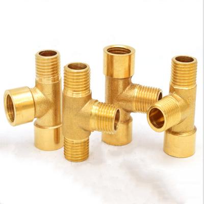 China Copper Factory Manufactured Brass Tee Compression Fitting Tee 3ways Fitting for sale