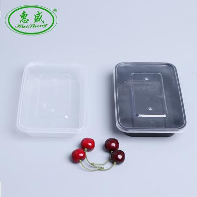 China Huisheng Customized Disposable Plastic Single Transparent Take Out Rectangular Disposable Food Container Disposable Black Box for sale