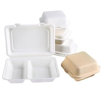 China Microwave and Freezer Sugar Cane Bagasse Lunch Box Stainless Steel Safe Packaging Electric Labels Boxes for Disposable 3 Compartment Plastic Food Container for sale