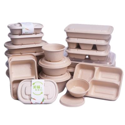 China Disposable Food Container Bagasse Bento Sugarcane Packaging Takeaway Fast Take Away Containers Boxes Eco Friendly Lunch Box for sale