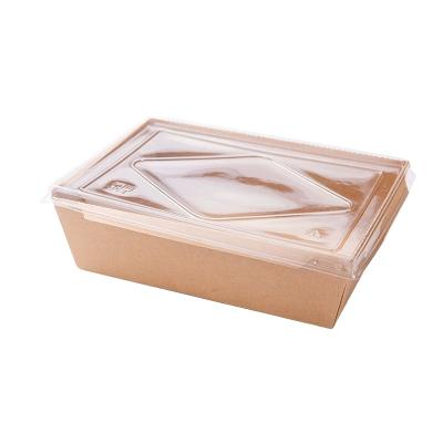 China Disposable With Window Take Out Fast Disposable Environmental Protection Kraft Paper Lunch Container Food Packing Box for sale