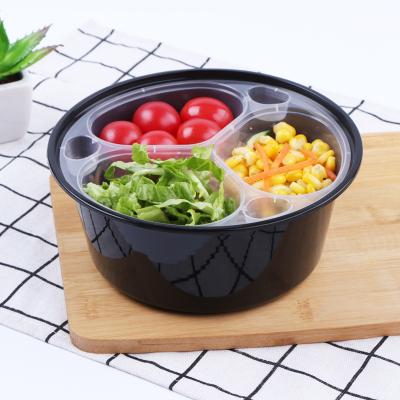 China Double Layer Microwavable Disposable Lunch Box Noodle Rolls Soup Bowl Round Sealed Packing Container for sale