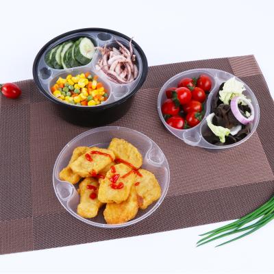 China High Grade Round Box Double Layer Microwavable Noodle Takeout Bowl Plastic Disposable Lunch Box for sale