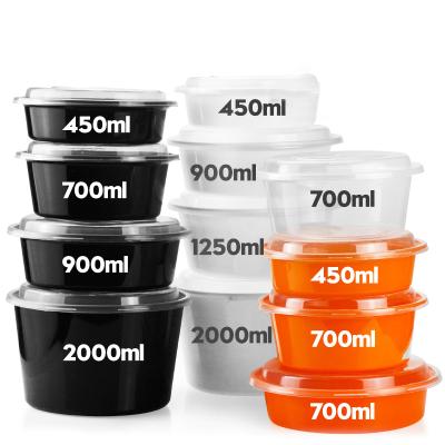 China Microwavable Disposable Black Round Outer Dish Box Plastic Lunch Box Packing Container for sale