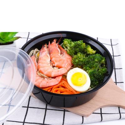 China Microwavable Disposable Black Round Outer Dish Box Plastic Lunch Box Packing Container for sale