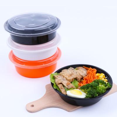 China Microwavable Black Round Lunch Box With Plastic Disposable Packing Container Dish for sale