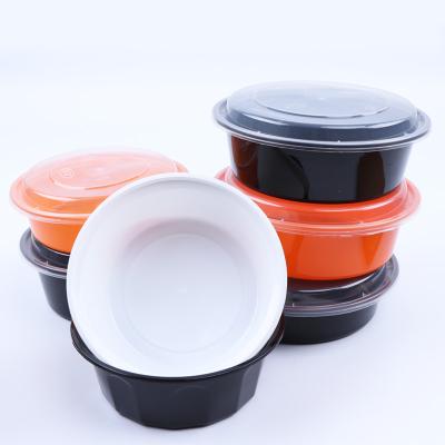 China Microwavable Black Round Lunch Box With Plastic Disposable Packing Container Dish for sale