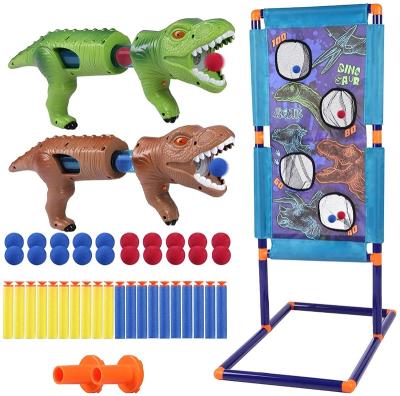 China Sports Toys Dinosaur Game Shooting Toys for Kids and Adult with Target Holder 2 Snap Shooting Pneumatic Guns Foam Balls Indoor Outdoor Practice for sale