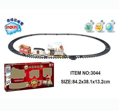 China Educational Toys.DIY Toys.B Battery Operated Rail Train With Music Light And Smoke Blowing Classic Railway Train for sale