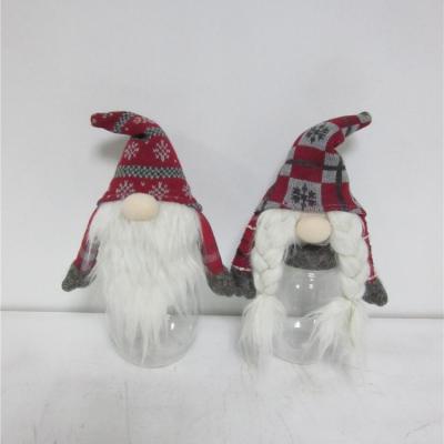 China Fabric+cotton+wool 20CM Christmas Elf Holiday Decorations Candy Jar Christmas Jar for sale