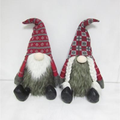 China Fabric+cotton+wool 12 inch sitting christmas elf for indoor decoration handwork dolls for sale