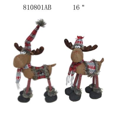 China Fabric+cotton+wool 41cm High Christmas Elk Standing Decoration for sale