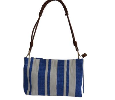 China Fashion Customized Fashion With Logo Printed OEM ODM Elegant Woven Striped Fiber Women Bag for sale