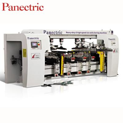 China Multi Building Material Stores Panectric Woodworking 6 Rows Boring Machine PLC Control for sale