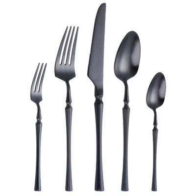 China Royal Restaurant Luxury Reusable Matte Black Cutlery Set Popular Design Stainless Steel Viable for sale