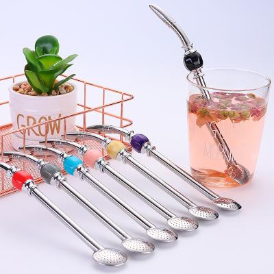 China Straw Spoon Set Hot Selling Viable 304 Stainless Steel Reusable Piece Food Grade Metal Paper Box 1 Bar Silver Accessories Directly for sale