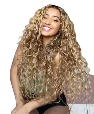 China Amazon Pink Curly Hair Border Tacos Net Light Blonde Long European and American Water Wave Wigs for sale