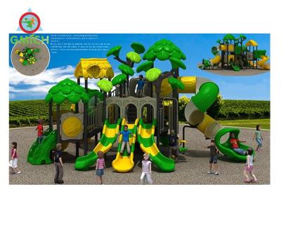 China Jinmiqi Saving Treehouse Outdoor Playground Galvanized Pipe And Plastic Plastic Slide House For Park JMQG001A for sale