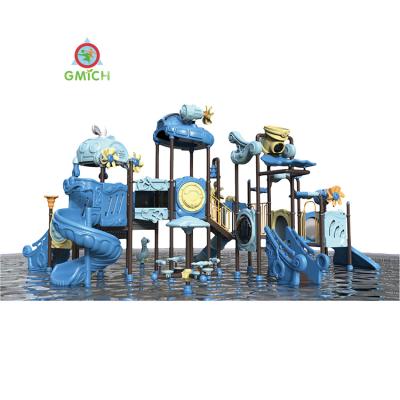 China Theme plastic bule LLDPE ocean water slide pool playground plastic water park kids playground games for kids JMQ-1824A for sale