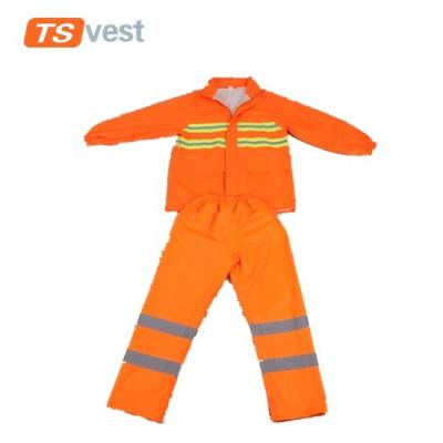 China Company Wholesale 300D Oxford Cloth Bright Orange Safety Clothing Suit for sale