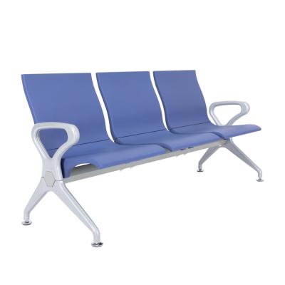 China Contemporary 3 Seater Customer Bench PU Aluminum Alloy Seating Airport Waiting Chair for sale