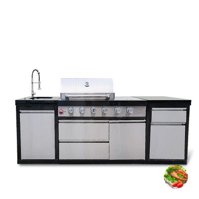 China Hot Selling Easily Assembled Mini Modular Cabinet Kitchen Portable Lpg Gas Stainless Steel Barbecue Grill for sale