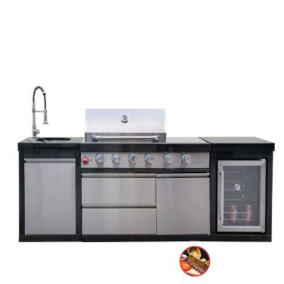 China 3.7Kw Stainless Steel Side Burner Commercial Automatic Rotary Chicken BBQ Grill Outdoor Kitchen Grill for sale