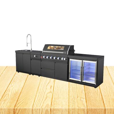 China Modern European Modern Kitchen Gas Grill Modular Barbecue Island Outdoor Kitchen With Fridge for sale