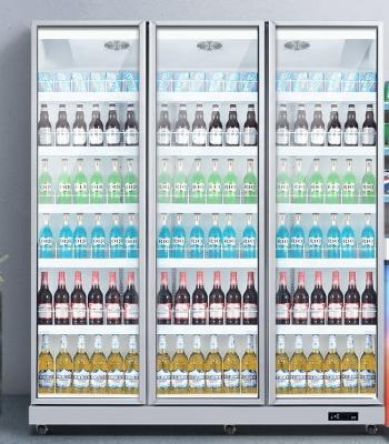 China Easy To Clean Upright Three Doors Refrigerator For Supermarket for sale