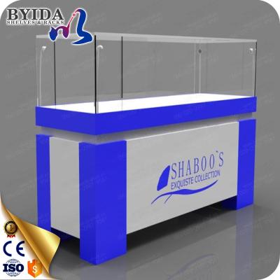 China Fashionable Tempered Marble Glass-Glass Jewelry Display Showcase for sale