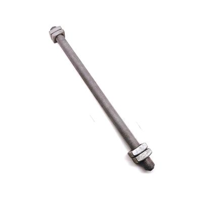 China Round Grade 2 Hot Dip Galvanized Thread Full Head Tapered Arming Bolt With Four Square Nuts For Electric Power for sale