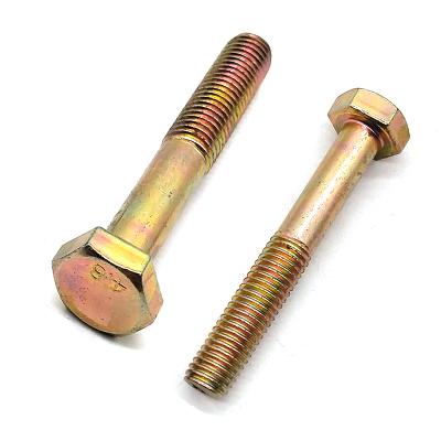 China Yellow Galvanized Brass Hex Bolt Factory DIN933 Hex Head Bolt for sale