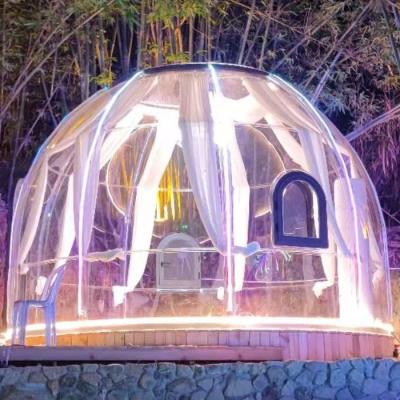 China B1 class flame retardant automatic electronic curtain lock quality PC best waterproof 6m geodesic dome glamping tent for resort for sale