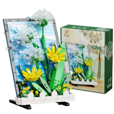 China Home Building Toy 2023 Decorums 580Pcs Simulation Plant Flower New Building Block 92013 Series Dandelion DIY 3D Building Toys for sale