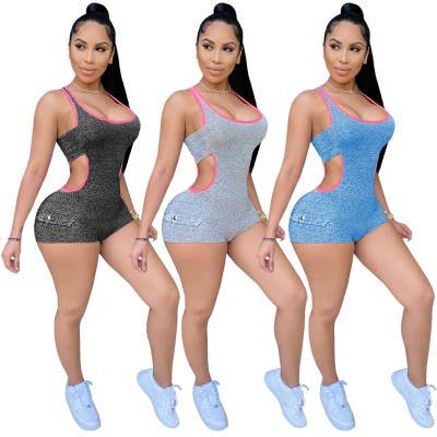 China 2021 Summer QUICK DRY Yoga Overalls One Piece Club Wear Hollow Out Gym Fitness Sets Short Bandage Overalls Women Equipments Clothes for sale