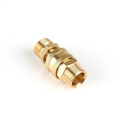 China 22 Mm Brass Hydraulic Outer Thread Anti Function Fittings Double Coiling Brass Quick Connector for sale