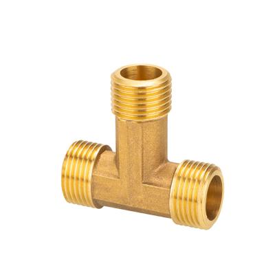 China Clean Brass Design Side Threaded Common 3 Ways Brass Pipe Fittings Union Tee Compression Fittings for sale