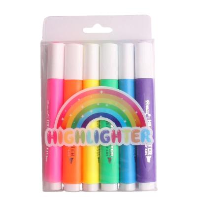 China Painting.Drawing.Writing. Advertising.Promotion 2021 Rainbow HM630 Custom Portable Highlighter Bar BETWEEN THE PITS Rainbow Pen Set for Office or School Kids for sale