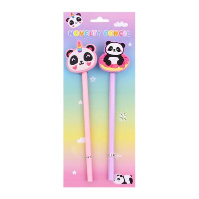 China office & Custom Wooden Pastel Creative Pencil BETWEEN THE SCHOOL Pencil Pits with Panda Rubber Topper for sale