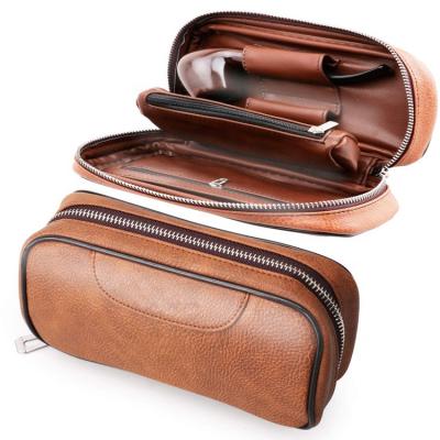 China High Quality Health Canned Freshness Soft Customized Tobacco Pouch Safe Soft Leather Bag With 2 Pipe Holder Pouch for sale