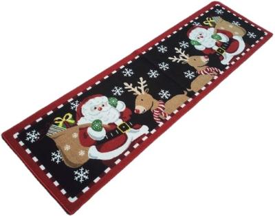 China Stain Resistant Christmas Rugs Non Slip Polyester Kitchen Floor Mats Season Decor Door Mat Christmas Decoration Supplies for sale